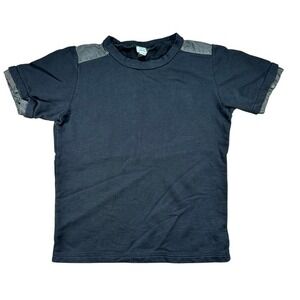Lamarque Collection T-Shirt Faux Leather Accents‎ Short Sleeve Top Size L
